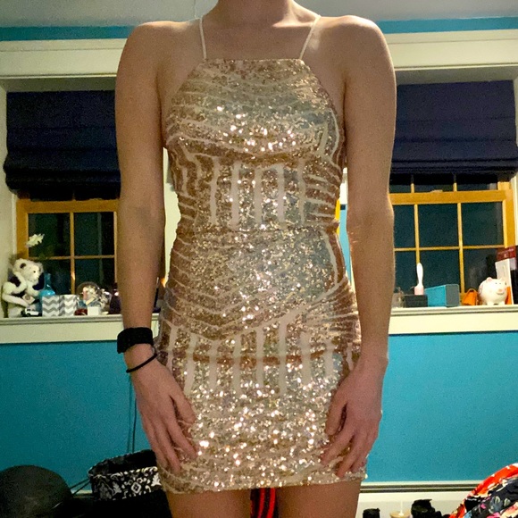 Charlotte Russe | Dresses | Rose Gold Sequin Dress | Poshmark